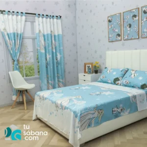 Combo de Sábana con Cortina Infantil Frozen