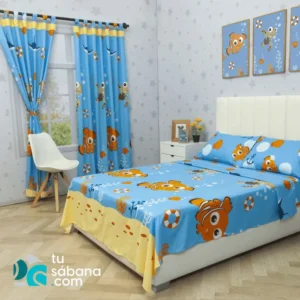 Combo de Sábana con Cortina Infantil Nemo