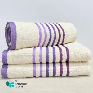 Toalla Mediterráneo Crema Morado 70x1.30